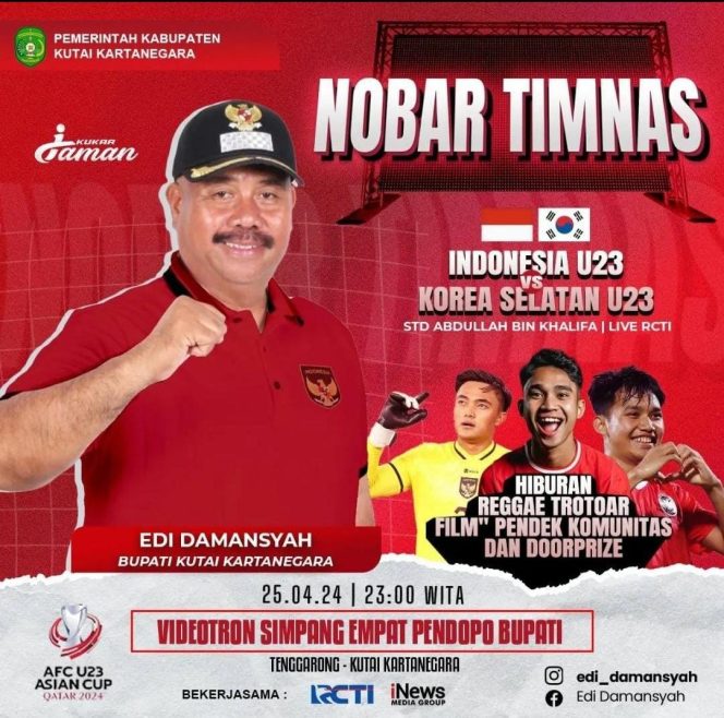 
 Pemkab Kukar gelar nobar Piala Asia U23.(istimewa)