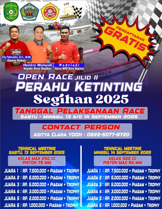 
 Flayer Open Race Ketinting jilid 2 Desa Segihan 2025. (Foto. Dok: Panitia Penyelenggara)