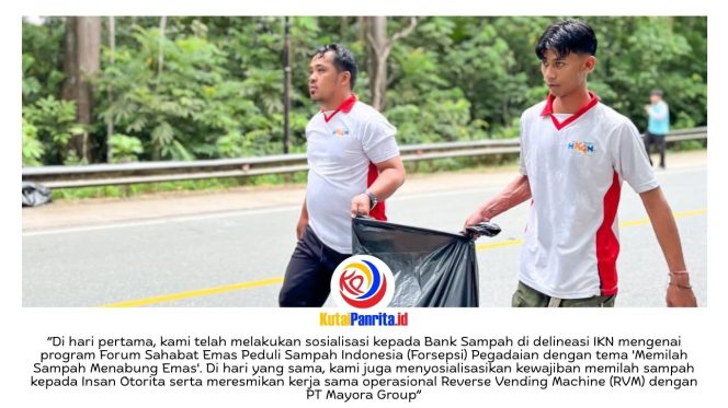 
 Otorita IKN bersama Grup 4 Kopassus, aparat kewilayahan dari Kecamatan Samboja Barat dan Kelurahan Sungai Merdeka, serta Balai Perhutanan Sosial Kutai Kartanegara berhasil melaksanakan aksi bersih sampah di Ibu Kota Nusantara, pada Rabu (11/2/2026). Dok: Humas Otorita Ibu Kota Nusantara.