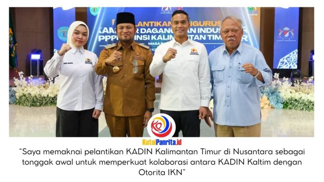 
 Kepala Otorita IKN, Basuki Hadimuljono, beserta jajaran turut menghadiri pelantikan dan pengukuhan KADIN Kalimantan Timur yang digelar di Kantor Bersama 3, KIPP Nusantara, pada Semin (2/3/2026). Dok: Humas Otorita Ibu Kota Nusantara.