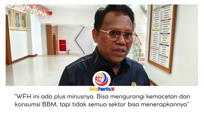 
 Ketua Komisi I DPRD Kota Samarinda, Samri Shaputra, memberikan keterangan terkait rencana pemerintah pusat menerapkan kebijakan Work From Home (WFH) satu hari dalam sepekan bagi ASN dan sektor swasta tertentu pasca Lebaran 2026. Foto: Yana Ashari.