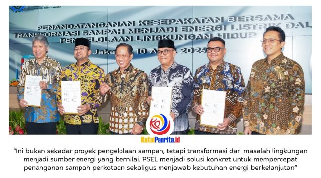 Dihadiri Menteri Lingkungan Hidup beserta jajaran, Otorita Ibu Kota Nusantara (IKN) bersama Pemerintah Provinsi Kalimantan Timur, Pemerintah Kota Balikpapan, dan Pemerintah Kabupaten Kutai Kartanegara resmi menandatangani kesepakatan bersama dan perjanjian kerja sama terkait Pengolahan Sampah Menjadi Energi (PSEL), Jumat (10/04/2026) di Jakarta Selatan, Daerah Khusus Jakarta (DKJ). Dok: Humas Otorita Ibu Kota Nusantara.