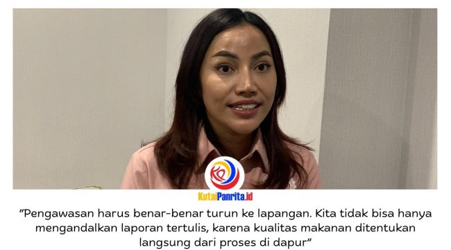 Wakil Ketua DPRD Kota Samarinda, Celni Pita Sari, memberikan keterangan terkait sorotan DPRD Kota Samarinda terhadap pelaksanaan program Makan Bergizi Gratis (MBG), khususnya mengenai standar kebersihan dan kelayakan dapur penyedia makanan. Foto: Fathur Rabbany.