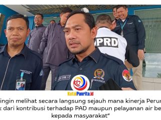 Wakil Ketua Pansus Abdul Rohim memberikan keterangan kepada awak media terkait peninjauan ke Perumdam Tirta Kencana, Selasa (28/4/2026), untuk mengevaluasi kinerja pelayanan publik dan kontribusi terhadap PAD. Foto: Fathur Rabbany.