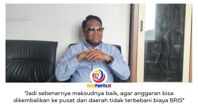 Ketua Komisi I DPRD Kota Samarinda, Samri Shaputra, memberikan keterangan terkait kebijakan Pemerintah Provinsi Kalimantan Timur yang menghentikan bantuan iuran BPJS Kesehatan bagi puluhan ribu warga miskin di Samarinda. Foto: Yana Ashari.