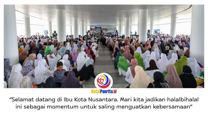 
 Ribuan jamaah dari berbagai kalangan memadati kegiatan silaturahmi dan halalbihalal yang digelar PGRI Cabang Sepaku bersama Otorita IKN di Masjid Negara IKN, Senin (20/04/2026). Dok: Humas Otorita Ibu Kota Nusantara.