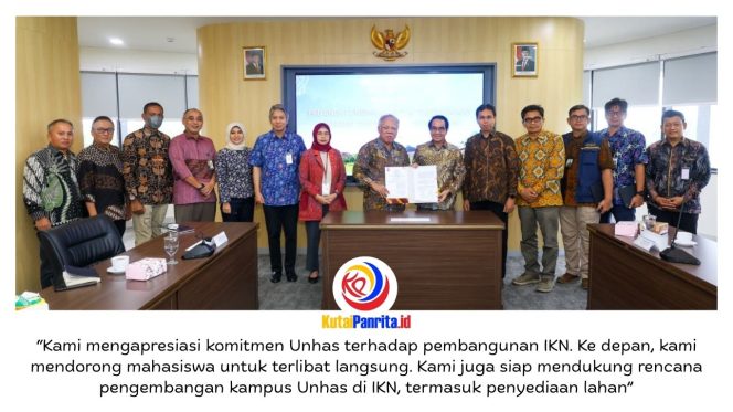 
 Otorita IKN menandatangani nota kesepahaman dengan Universitas Hasanuddin di bidang pendidikan, penelitian, dan pengabdian kepada masyarakat. Dok: Humas Otorita Ibu Kota Nusantara.