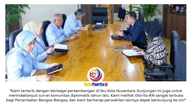 
 Kepala Otorita IKN, Basuki Hadimuljono, bersama jajaran menyambut langsung kunjungan Security Adviser and Representative UNDSS untuk Indonesia dan Timor-Leste, Allan Mendoza, di Kantor Balai Kota Otorita IKN, Senin (13/04/2026). Dok: Humas Otorita Ibu Kota Nusantara.