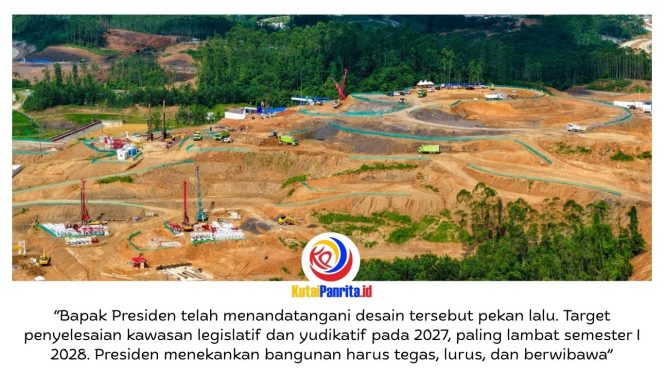 
 Presiden Prabowo Subianto telah menandatangani desain pembangunan Kawasan Legislatif dan Yudikatif IKN, yang mendapat apresiasi saat kunjungan Pimpinan MPR RI ke lokasi pembangunan kawasan legislatif. Dok: Humas Otorita Ibu Kota Nusantara.