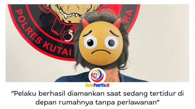 
 Pelaku berinisial JC berhasil diamankan oleh Tim Alligator Satreskrim Polres Kutai Kartanegara saat dalam kondisi tertidur di depan rumahnya. Foto: Tim Alligator Satreskrim Polres Kukar.