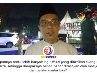 Ketua Komisi IV DPRD Kota Samarinda, Mohammad Novan Syahronny Pasie, memberikan keterangan kepada awak media terkait penutupan Kaltim Halal Festival (KalaFest) 2026 di Islamic Center Samarinda yang berlangsung meriah dan mendapat apresiasi dari berbagai pihak, Minggu (10/5/2026) malam. Foto: Fathur Rabbany.