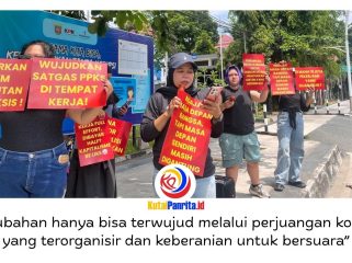 Peringatan Hari Buruh Internasional (May Day) 2026 dimanfaatkan Perempuan Mahardhika Samarinda untuk menyoroti kondisi buruh perempuan yang dinilai masih jauh dari sejahtera. Foto: Fathur Rabbany.