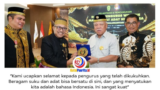 
 Kepala Otorita Ibu Kota Nusantara (IKN), Basuki Hadimuljono, beserta jajaran menghadiri Pengukuhan dan Pelantikan Dewan Pengurus Wilayah (DPW) Masyarakat Adat Nusantara (Matra) Kalimantan Timur Periode 2025–2030 di Kantor Bersama 3, Kawasan Inti Pusat Pemerintahan (KIPP) Nusantara, pada Minggu (3/5/2026).
