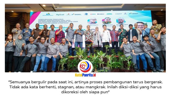 
 Juru Bicara Otorita IKN, Troy Pantouw, menegaskan komitmen keberlanjutan pembangunan Ibu Kota Nusantara saat menghadiri agenda Pengukuhan Pengurus Serikat Perusahaan Pers (SPS) Kalimantan Timur Periode 2025–2029 dan Dialog Media Strategis di Grand Tjokro, Balikpapan, Rabu (20/05/2026).