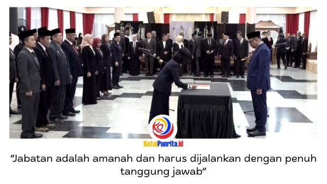 
 Bupati Kukar Aulia Rahman Basri melantik Pejabat Pimpinan Tinggi Pratama, Administrator, dan Pengawas di lingkungan Pemerintah Kabupaten Kutai Kartanegara di Pendopo Odah Etam, Tenggarong, Jumat (8/5/2026). Dok.: Dokpim Kukar.