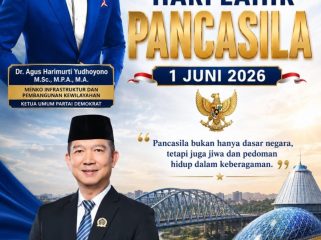 Flyer ucapan Selamat Hari Lahir Pancasila 1 Juni 2026 dari Ketua Fraksi Partai Demokrat DPRD Kota Samarinda, Viktor Yuan. Ia menegaskan bahwa semangat persatuan, gotong royong, dan kebersamaan harus terus diperkuat di tengah berbagai tantangan bangsa guna menjaga keutuhan Indonesia sebagai negara yang menjunjung tinggi nilai-nilai Pancasila dan kebhinekaan. Foto: Dok. Viktor Yuan.