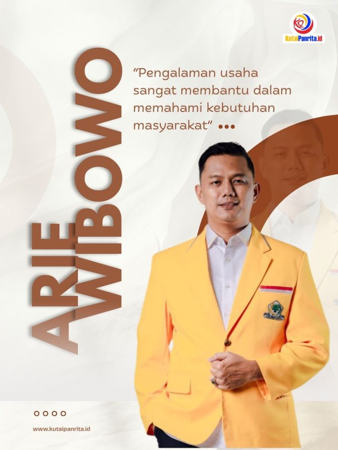 
 Arie Wibowo, S.E. menjadi salah satu wajah baru di DPRD Kota Samarinda setelah meraih kepercayaan masyarakat pada Pemilu 2024. Politisi Partai Golkar ini resmi dilantik sebagai Anggota DPRD Kota Samarinda periode 2024–2029 pada Agustus 2024, mewakili Daerah Pemilihan (Dapil) 5 yang meliputi Kecamatan Samarinda Utara dan Sungai Pinang. Grafis: Kutaipanrita.id.
