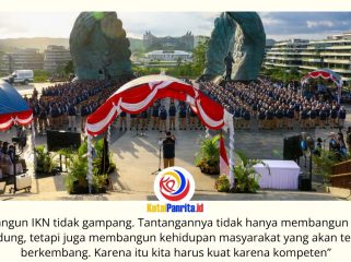 Kepala Otorita Ibu Kota Nusantara (IKN), Basuki Hadimuljono, melantik dan mengambil sumpah 555 Calon Pegawai Negeri Sipil (CPNS) menjadi Pegawai Negeri Sipil (PNS) angkatan pertama Otorita IKN dalam acara Pelantikan dan Pengambilan Sumpah PNS serta Pengangkatan Jabatan Fungsional di Taman Kusuma Bangsa, Kawasan Inti Pusat Pemerintahan (KIPP) IKN, Senin (8/6/2026). Pelantikan ini menjadi tonggak sejarah lahirnya aparatur sipil negara pertama yang dipersiapkan untuk mendukung penyelenggaraan pemerintahan dan pembangunan di Nusantara. Foto: Dok. Humas Otorita IKN.
