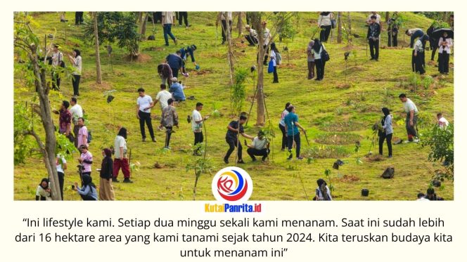 
 Otorita IKN bersama sejumlah mitra swasta menanam 1.153 pohon dari berbagai jenis di Ruang Terbuka Hijau Embung, Kawasan Inti Pusat Pemerintahan (KIPP) IKN, Jumat (5/6/2026), sebagai bagian dari peringatan Hari Lingkungan Hidup Sedunia 2026 dan upaya memperkuat ruang hijau di Nusantara. Foto: Dok. Humas Otorita Ibu Kota Nusantara.