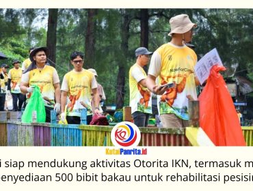 Otorita IKN bersama pemerintah daerah, dunia usaha, dan masyarakat melaksanakan Aksi Bersih Pantai serta Penanaman Mangrove di Pantai Tanah Merah, Kelurahan Tanjung Harapan, Kecamatan Samboja, Sabtu (13/6/2026). Kegiatan ini merupakan bagian dari upaya pelestarian ekosistem pesisir dan pengendalian perubahan iklim. Foto: Humas Otorita IKN.