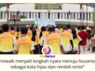 Peserta mengikuti kegiatan Enviwalk dan mengunjungi Pameran Daur Ulang yang diselenggarakan Otorita IKN dalam rangka memperingati Hari Lingkungan Hidup Sedunia 2026, sebagai upaya mendorong gaya hidup ramah lingkungan dan meningkatkan kesadaran masyarakat terhadap pengelolaan sampah berkelanjutan. Foto: Dok. Humas Otorita Ibu Kota Nusantara.