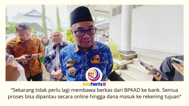 
 Bupati Kutai Kartanegara, Aulia Rahman Basri, memberikan keterangan usai peluncuran SP2D Online. Sistem tersebut diharapkan dapat mempercepat, mempermudah, dan meningkatkan transparansi layanan keuangan antara pemerintah daerah dan perbankan dalam mendukung digitalisasi tata kelola keuangan daerah. Foto: Fairuzzabady.