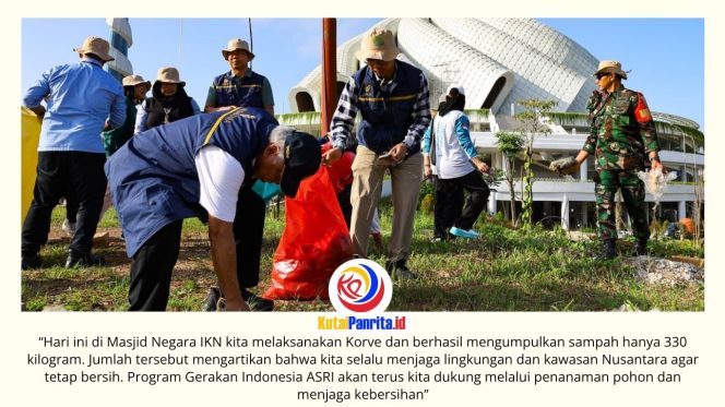 
 Ratusan peserta antusias mengikuti kegiatan kerja bakti lingkungan (korve) di kawasan Masjid Negara IKN dalam rangka memperingati Hari Lingkungan Hidup Sedunia 2026, sebagai wujud dukungan terhadap gerakan menjaga kebersihan dan kelestarian lingkungan. Foto: Dok. Humas Otorita IKN.