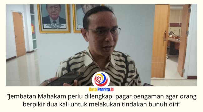 Anggota DPRD Kota Samarinda, Mohammad Novan Syahronny Pasie, mendorong pemasangan pagar pengaman di Jembatan Mahakam dan Jembatan Mahakam IV sebagai upaya mencegah aksi bunuh diri serta meningkatkan keselamatan pengguna jembatan. Foto: Fathur Rabbany.