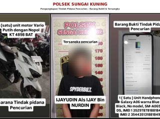 Unit Opsnal Polsek Sungai Kunjang bersama Tim URC Reskrim Polresta Samarinda mengungkap dugaan pencurian ponsel di Jalan KH Hasyim Ashari, Loa Buah. Polisi mengamankan Jainuddin alias Ijay, yang diduga terlibat dalam pencurian terhadap Fatmawati pada Jumat (14/8/2026).