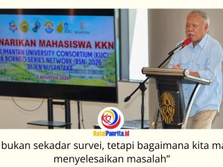 Dirangkai dengan kegiatan penanaman pohon sebagai jejak hijau di Nusantara, Kepala Otorita IKN Basuki Hadimuljono meresmikan penarikan mahasiswa KKN Bersama Kalimantan Universities Consortium (KUC)–Borneo Studies Network (BSN) Tahun 2026, Rabu (5/8/2026). Foto: Humas Otorita IKN.