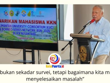 Dirangkai dengan kegiatan penanaman pohon sebagai jejak hijau di Nusantara, Kepala Otorita IKN Basuki Hadimuljono meresmikan penarikan mahasiswa KKN Bersama Kalimantan Universities Consortium (KUC)–Borneo Studies Network (BSN) Tahun 2026, Rabu (5/8/2026). Foto: Humas Otorita IKN.