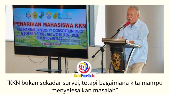 
 Dirangkai dengan kegiatan penanaman pohon sebagai jejak hijau di Nusantara, Kepala Otorita IKN Basuki Hadimuljono meresmikan penarikan mahasiswa KKN Bersama Kalimantan Universities Consortium (KUC)–Borneo Studies Network (BSN) Tahun 2026, Rabu (5/8/2026). Foto: Humas Otorita IKN.