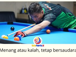 Atlet biliar PWI Kukar saat berlaga pada Porwada Kaltim 2025 di Kota Bontang. Foto: PWI Kota Bontang.