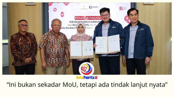 
 Otorita Ibu Kota Nusantara menandatangani MoU bersama Badan Bank Tanah dan Lion Group serta PKS dengan PT Indobox Cinematic Buana di Nusantara, Jumat (14/8/2026). Kerja sama ini diarahkan untuk memperkuat ekosistem aviasi, komersial, dan hiburan di IKN. Foto: Humas Otorita IKN.