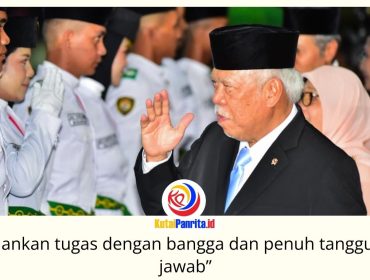 Kepala Otorita IKN, Basuki Hadimuljono, mengukuhkan 52 anggota Paskibra yang akan bertugas pada Upacara HUT ke-81 RI di Kantor Otorita IKN, Nusantara, Jumat (14/8/2026). Foto: Humas Otorita IKN.