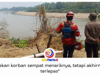 Karyawan PT EAS, Marupa (49), tenggelam di Sungai Belayan, Desa Long Lalang, Kecamatan Tabang, Kutai Kartanegara, Jumat (4/9/2026). Diduga kelelahan saat menyeberang, korban hingga kini masih dalam pencarian tim gabungan menggunakan perahu ketinting, perahu karet, dan peralatan lainnya.