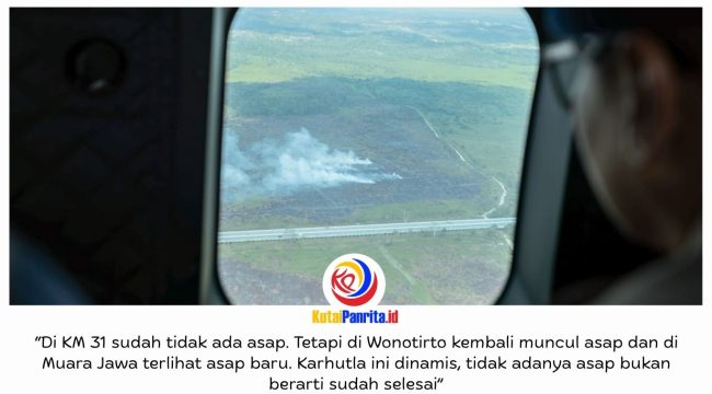 Otorita IKN bersama TNI/Polri, BMKG, BNPB, BIN, dan mitra terkait melakukan patroli udara menggunakan helikopter Caracal H225M, Kamis (10/9/2026), untuk memantau titik karhutla yang sebelumnya telah ditangani melalui pemadaman dan operasi water bombing. Foto: Humas Otorita IKN.
