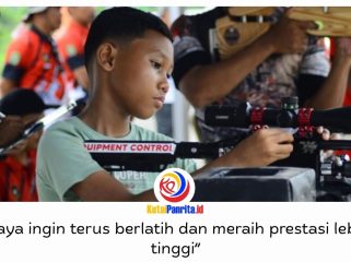 Muhammad Gavin Al Miszha saat mengikuti salah satu kejuaraan menembak. Dengan tenang, ia membidik sasaran sebelum melepaskan tembakan. Foto Dok: Predi Ariyanto.