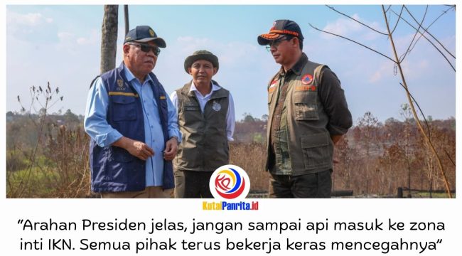 Kualitas udara di Kawasan Inti Pusat Pemerintahan (KIPP) IKN masih dalam kondisi baik berdasarkan pengukuran Air Quality Index (AQI) oleh Otorita IKN. Di tengah ancaman karhutla, Otorita IKN bersama Kementerian Kehutanan, BNPB, TNI/Polri, dan Pemprov Kaltim meninjau lokasi bekas kebakaran di kawasan Bukit Tengkorak dan Tahura Bukit Soeharto, Senin (14/9/2026), untuk memperkuat kesiapsiagaan dan mencegah munculnya kembali titik api. Foto: Humas Otorita IKN.