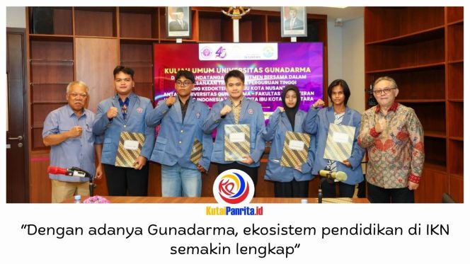 
 Kepala Otorita IKN Basuki Hadimuljono menyambut mahasiswa angkatan pertama Universitas Gunadarma IKN dalam kuliah umum di Gedung N1 Universitas Gunadarma IKN, Senin (28/9/2026). Foto: Humas Otorita IKN.
